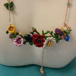Les Néréides Paris Floral Necklace - Pink, Yellow, Blue